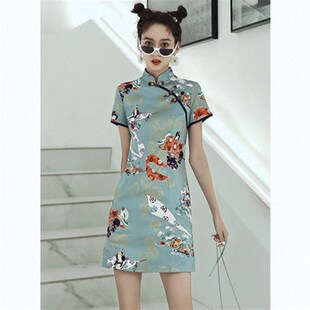 中国风学生短款连衣裙子新式旗袍2024春夏季日常改良版年轻款少女