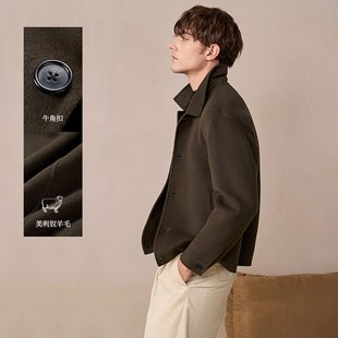 澳嘉短款大衣男款冬季羊毛夹克外套男士呢子大衣秋冬厚款毛呢大衣