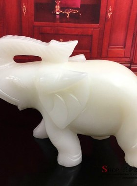 天然白玉吸水象摆件一对家居玄关客厅酒柜开业乔迁工艺品礼品摆设