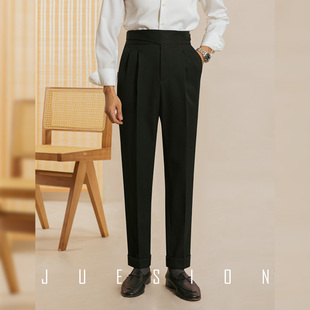 JUESION 春季休闲裤男款直筒高腰那不勒斯男士长裤显高垂感西装裤