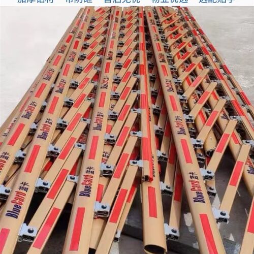 蓝卡道闸杆金色栅栏杆铝合金椭圆胶条折叠道闸杆停车场栅栏杆小区