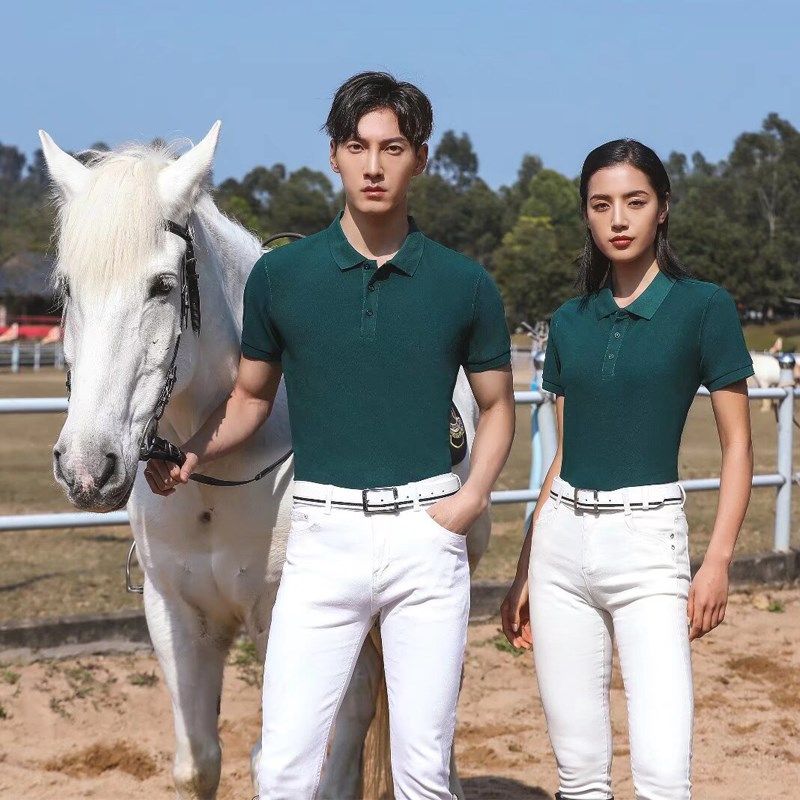 高端马术服polo衫定制打马球俱乐部工作服短袖男女骑马t恤衣服装