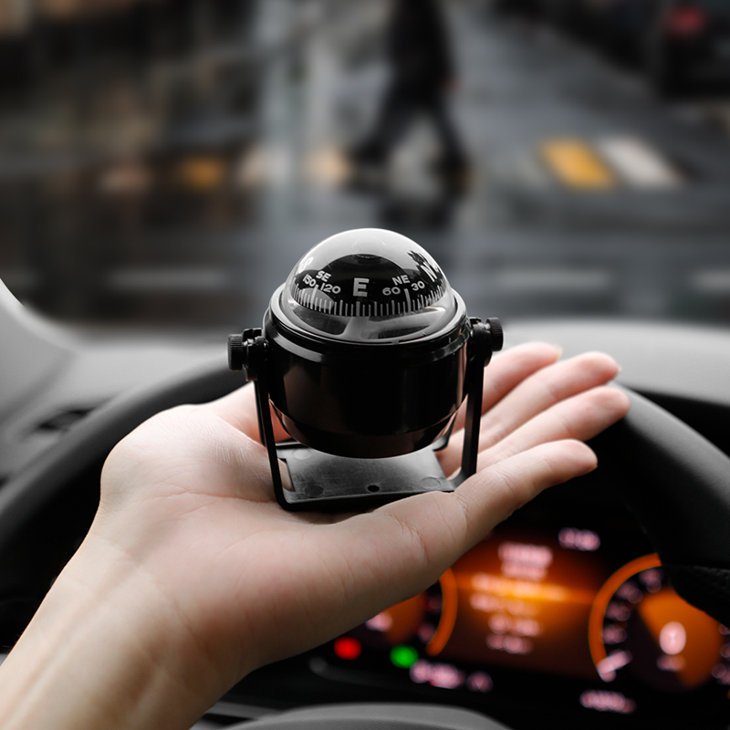 车用船用指南针车载船用磁罗经航海指南带磁偏角调节车船用指南针