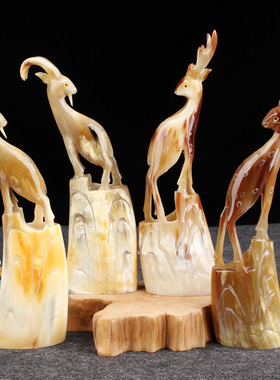 牛角摆件创意鹿装饰品十二生肖羊工艺品吉祥物招财家居玄关酒柜