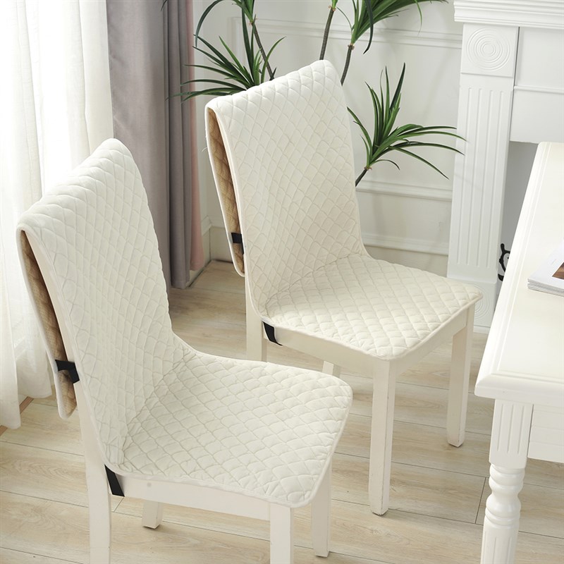 简约水晶绒防滑连体坐垫冬天餐桌椅办公椅子垫毛绒靠背一体座椅垫