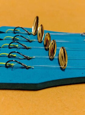 天外仙微物利器5*15mm叩甲虫改进型双钩瓜子亮片钓组 路亚套装5副