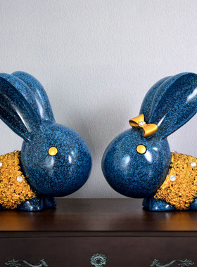 欧式情侣兔子摆件新房乔迁家居卧室饰品创意客厅摆设结婚生日礼物