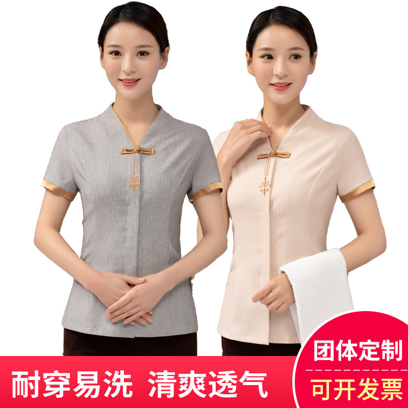 酒店物业保洁服短袖夏季清洁工宾馆客房阿姨工作服女中式大码套装