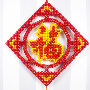 【成品】手工串珠福字壁挂装饰囍字家居客厅中国结挂件团圆福挂饰