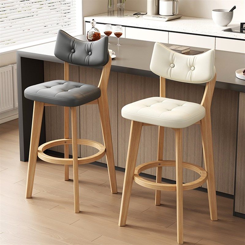 吧台椅家用高脚凳实木靠背椅子商用收银台吧椅轻奢高级感酒吧凳子