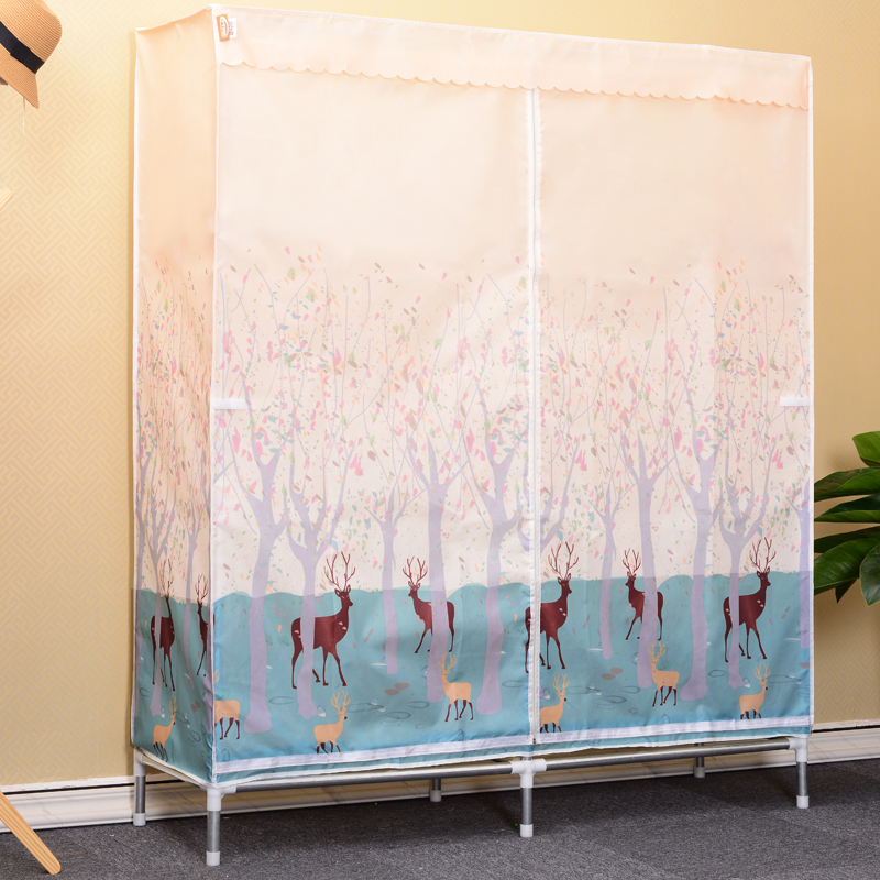 唐堂富柜简易牛津布衣柜双人大号钢架加固加厚25mm钢管折叠大衣橱