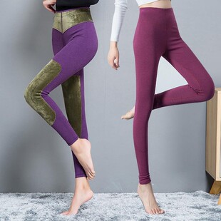 冬 女单件德绒发热纤维艾草护膝护腰线裤 保暖裤 女加绒内穿薄绒秋裤