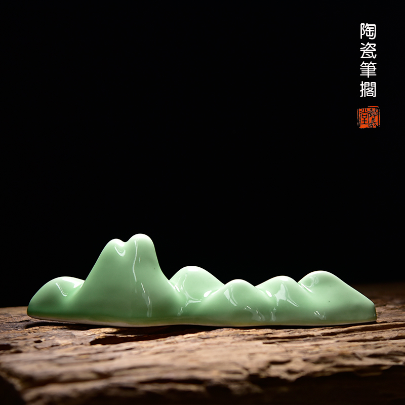 懿羲堂匠心文房《高山流水笔架》书房毛笔笔搁陶瓷笔架山文房四宝