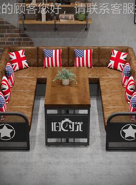 复古工业沙风艺音76053餐厅铁酒吧卡乐座发烧烤清吧咖啡火锅店桌