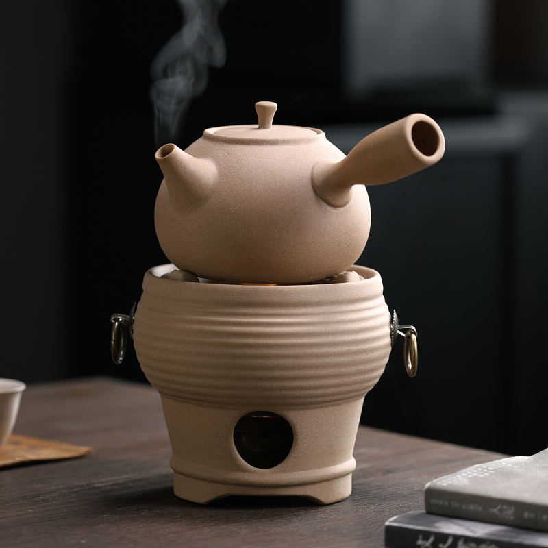 陶瓷麦饭石碳炉煮茶壶户外露营酒精炉中式覆古烧水小风炉火炉围炉