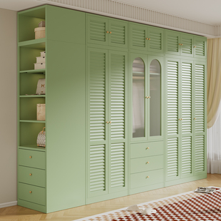 法式复古风衣柜家用卧室对开门无甲醛儿童铁艺衣橱收纳柜铁皮柜子