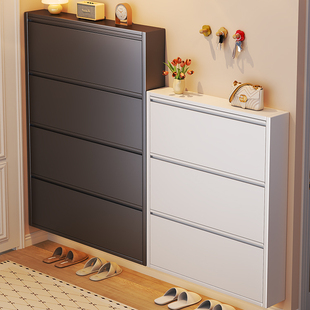 12-15cm超薄鞋柜家用门口小户型入户进门玄关柜门后极窄钢制翻斗