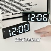 镜面闹钟学生智能电子钟表数字时钟夜光静音床头风