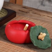 创意柿子带盖烟灰缸事成客厅陶瓷茶几礼品防飞灰