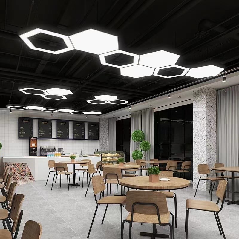 六边形吊灯led造型灯创意蜂巢办公室健身房商场超市异形工业风灯