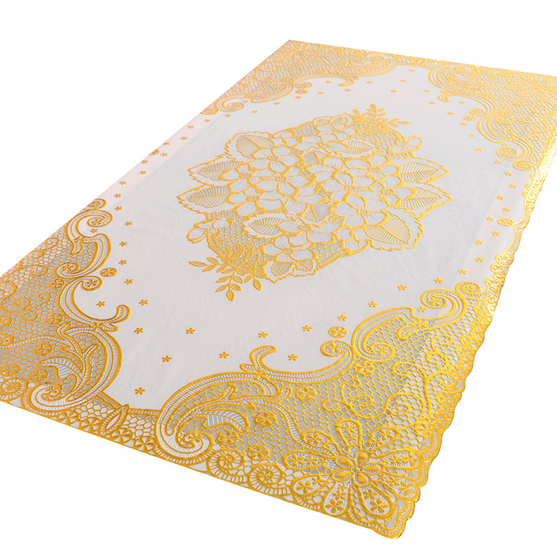 桌布防水防烫防油免洗塑料茶几垫烫金非镂空长方形台布餐垫