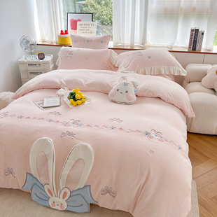爱冬季 四件加厚面珊瑚绒被儿童女孩公风床上用品