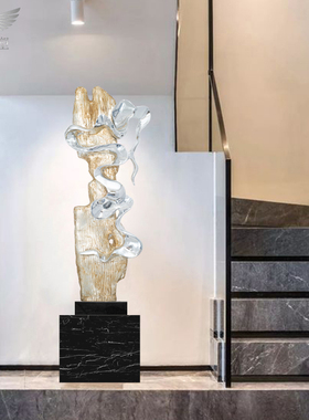 酒店大堂现代大厅客厅玄关抽象电镀创意样板房落地雕塑工艺品