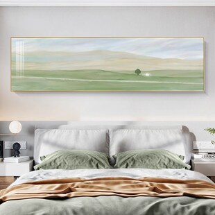 绿色卧室装 饰画高级感卧床头挂画女孩房间墙壁画抽象现代客厅画