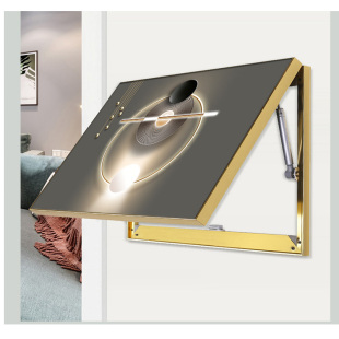 现代电表箱装 关盒配电箱遮挡挂画晶瓷画 饰画福鹿上翻式