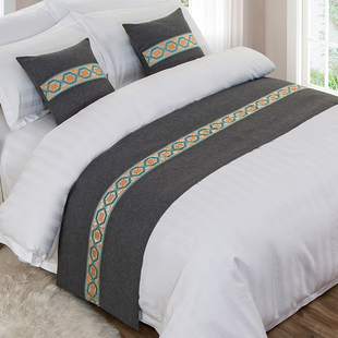 宾馆酒店床上用品布草高档床尾巾床旗床搭巾床尾垫床盖床尾装 饰条