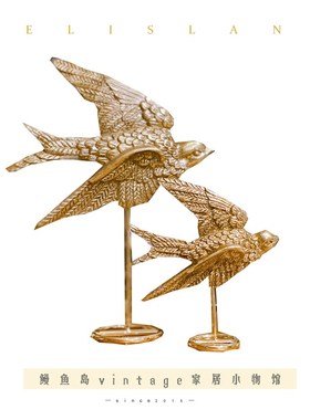 中古风飞鸟壁挂装饰品欧式客厅卧室复古燕子民宿道具