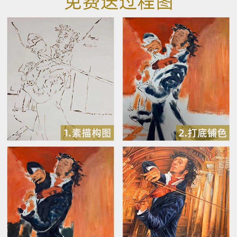 油画定制手绘照片人像真人宠物肖像客厅玄关沙发代画大芬村装饰画