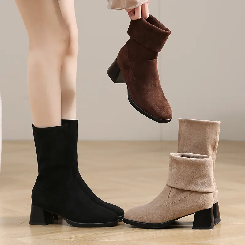 广场舞鞋秋冬弹力一脚蹬中跟