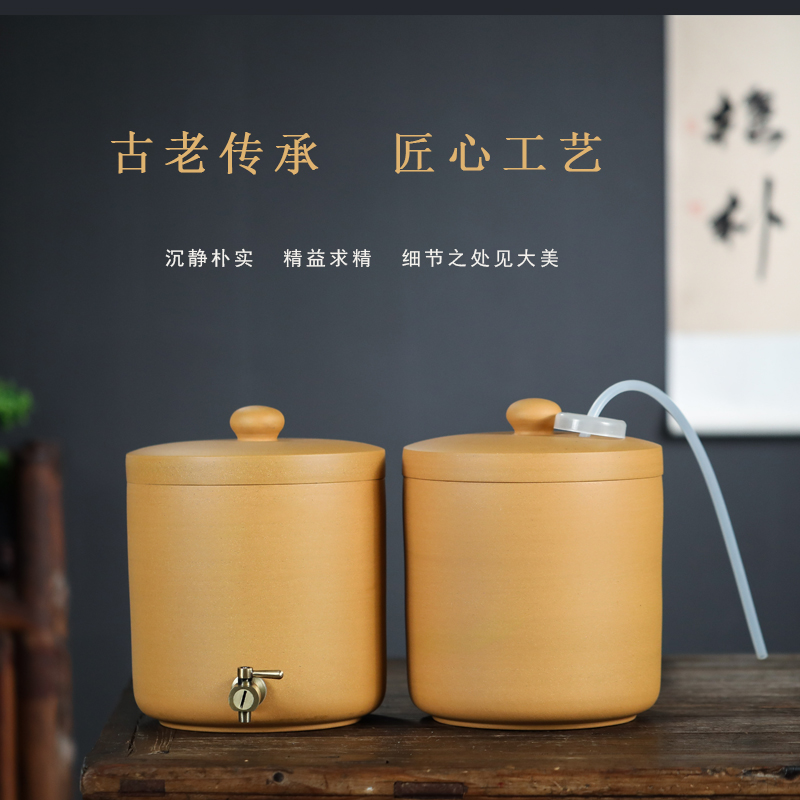 紫砂水缸 储水罐 小号家用茶桌冷水缸抽水净水缸升