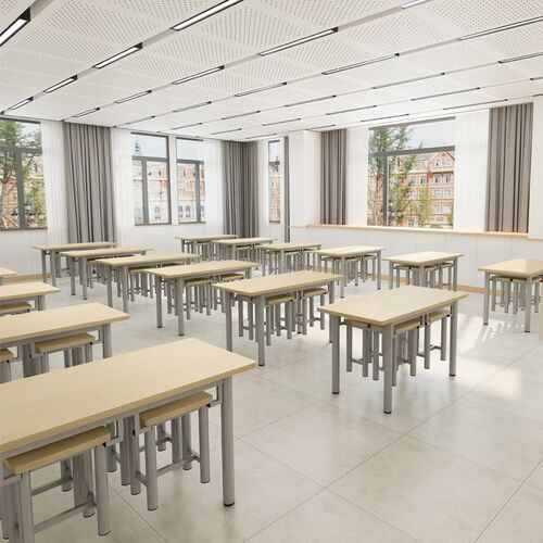 员工食堂餐桌椅工厂企业职工挂凳餐桌