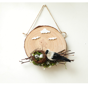 创意微观景圆木墙面装 饰幼儿园木质挂件房间门背景墙上实木壁饰