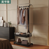 实木落地衣帽架带镜子一体新卧室挂衣架