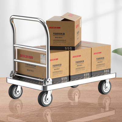 钢板手推车平板车搬运车折叠万向轮小推车拉货仓库拉货拖车推货车
