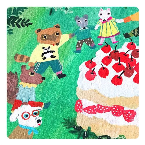 艺术版画插画师北岸由美复刻艺术版画治愈动物儿童房装饰画芯