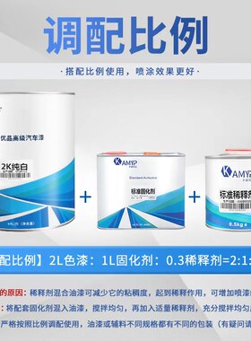 纯白色汽车油漆成品漆防锈金属漆面漆调色改色漆高光色母树脂漆