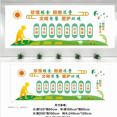 文明用餐墙贴画饭厅自粘光碟行动立体标语学校食堂文化墙面布置