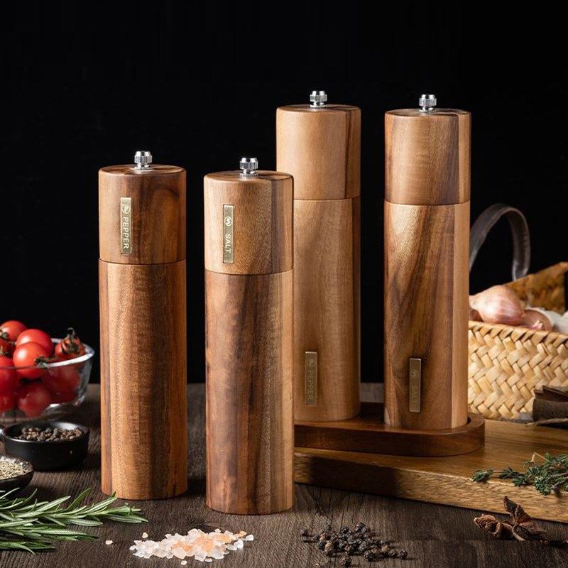 实木胡椒研磨器套装手动黑胡椒粒研磨瓶海盐花椒粉香料现磨研磨罐
