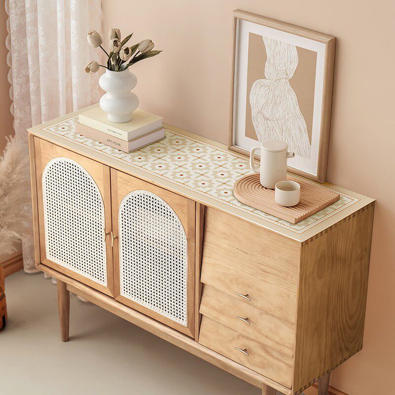 秋日限定-橘颂皮革边柜垫pvc桌垫防水桌布桌面垫玄关柜垫床头电视