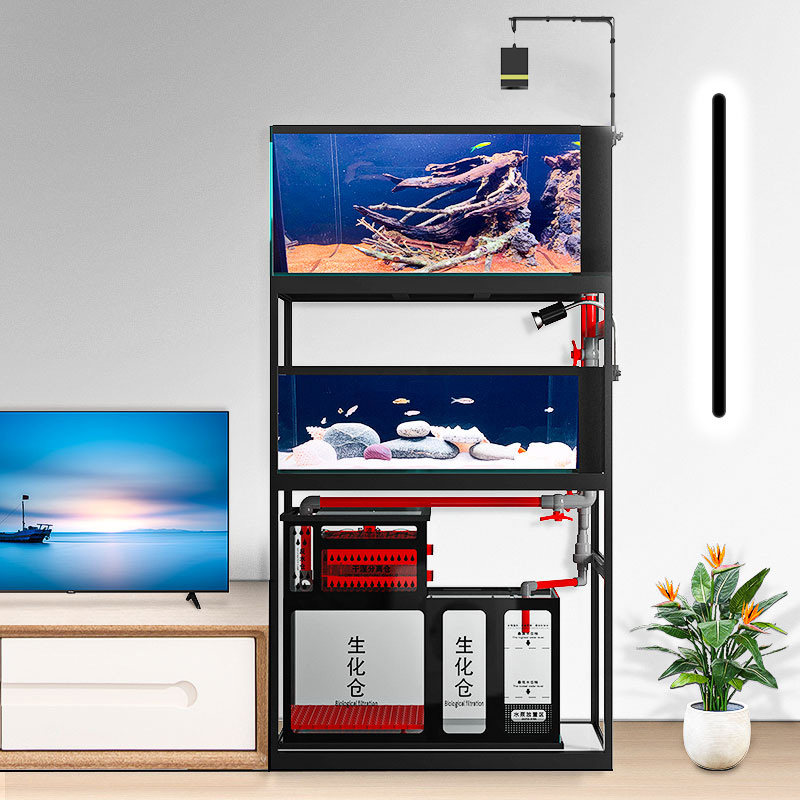 赫希鱼缸中小型家用玻璃超白免换水双层溪流乌龟两栖定制客厅静音,宠物/宠物食品及用品,底柜/落地缸,淘宝优惠券,粉丝福利购,淘宝优惠卷