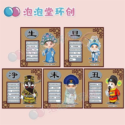 幼儿园京剧环创生旦净末丑脸谱人物形象中国传统文化国粹墙面装饰