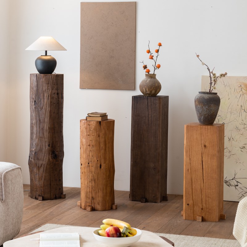 酒店民宿木桩花架底座实木花盆底座沙发边角几原木墩子展示台摆件