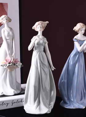 欧式家居客厅陶瓷物饰品酒柜电视柜卧室装饰品西洋美女创意