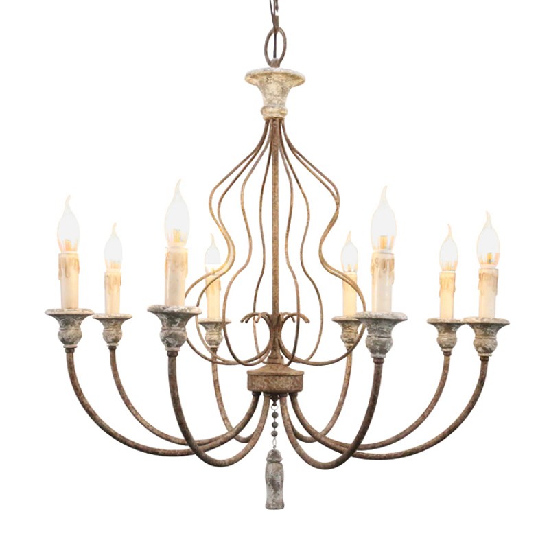 美式复古铁艺吊灯民宿客厅卧室餐厅灯具个性创意实木装饰做旧灯饰