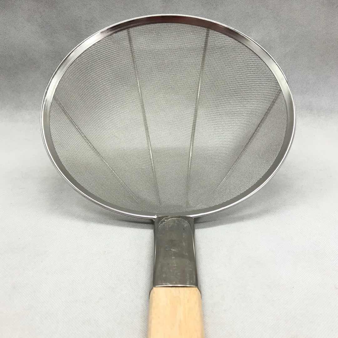 30目32cm不锈钢方木柄网漏炸密喱过滤网捞面渣捞漏勺网厘笊篱细网