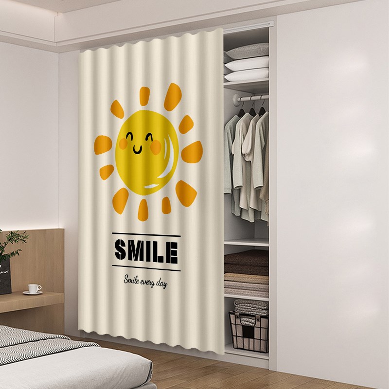 无门柜子衣柜遮挡帘门帘杂物遮丑衣橱书柜货架防尘帘子拉帘布轨道